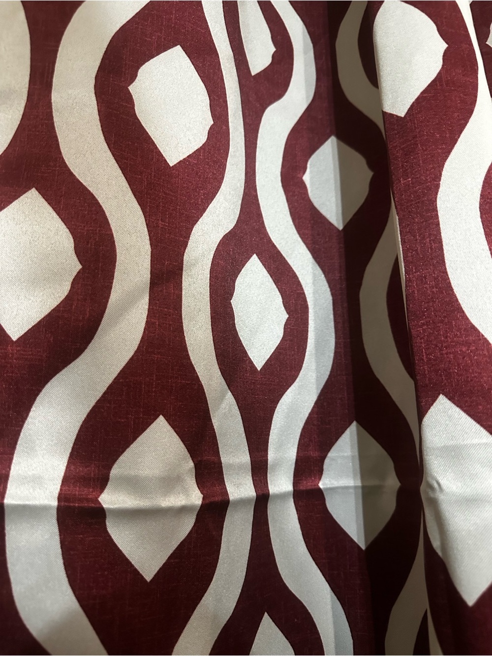 7 Sets of Maroon and Beige Geometric Curtain Panels - Picture 3 of 5